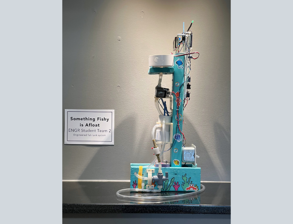 'Something Fishy is Afloat'by Engineering team 2 side view of artwork and mechanics
